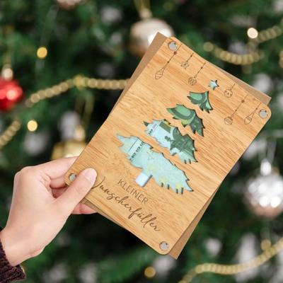 Holzhandwerk Deutsche Segenssprüche Graviertes Geldbaum-Brett Doppelseitig Traditionelles Hölzernes Weihnachtsgeschenk