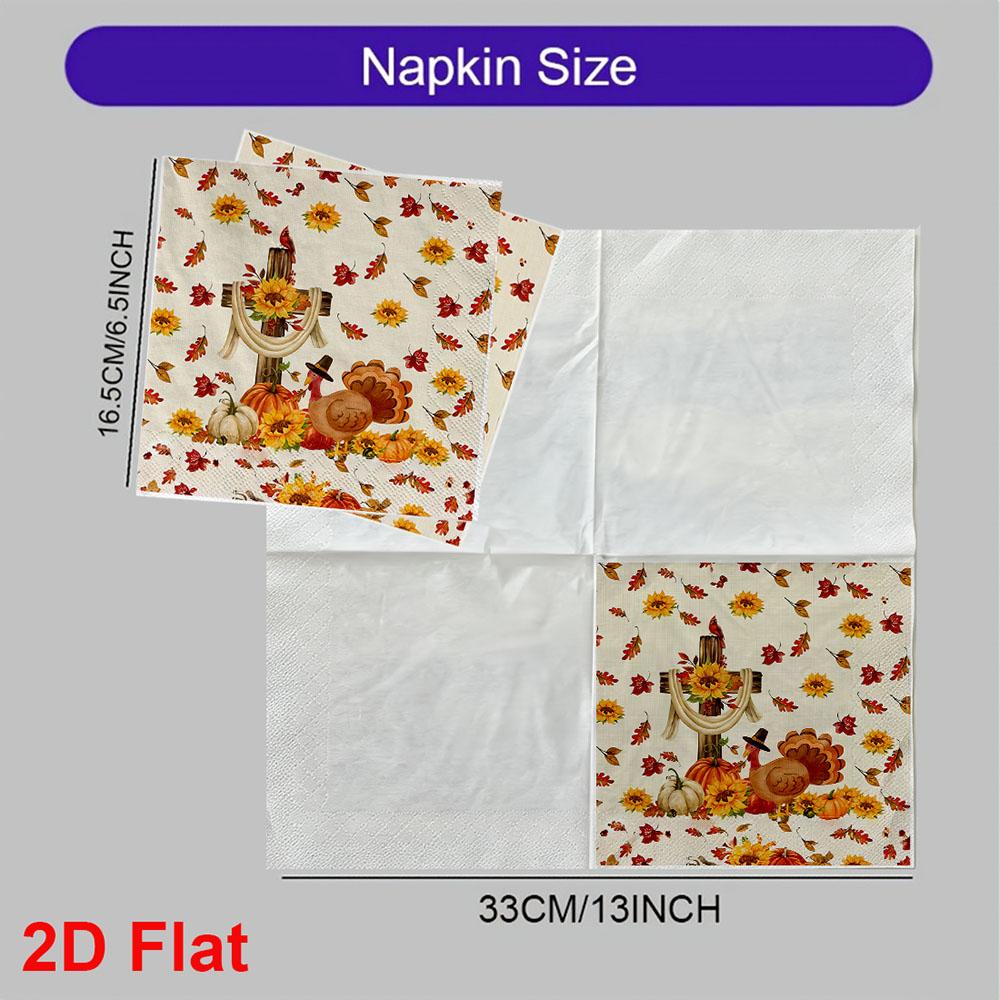 20pcs Disposable Napkins with Pumpkin, Scarecrow Pattern Print for Wedding,Parties,and Daily Use for Thanksgiving Fall Christmas Table Decoration