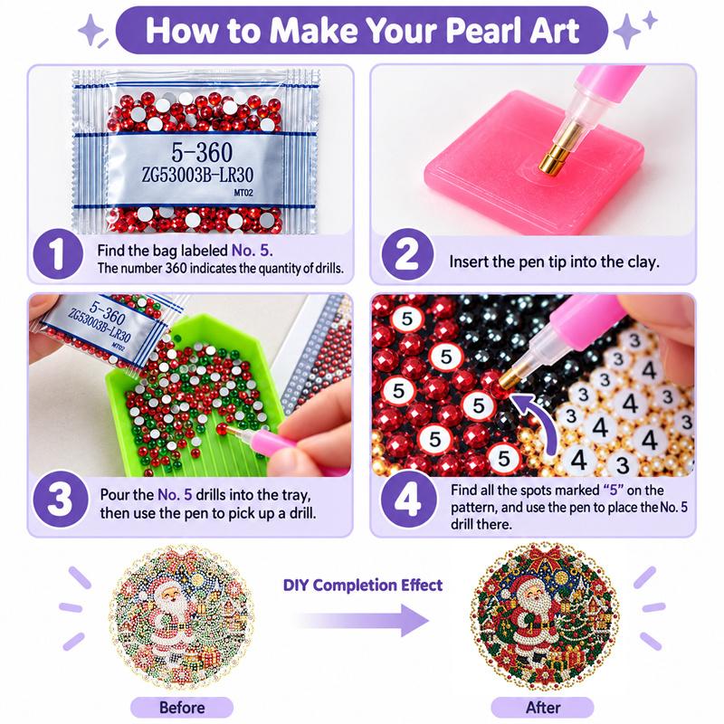 Christmas Acrylic Santa Town Pearl Painting Suncatcher, 9.72/7.76In, DIY Ornament, Xmas Home Tree Wall Decor & Craft Gift