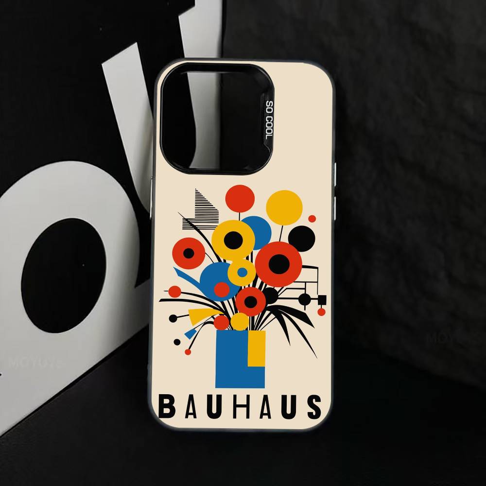 Minimal Bauhaus Pattern Phone Case For iPhone 17,16,15,14,13,12,11 Plus,Pro Max,XS,Colorful Silver Black Cover