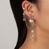 Hip-Hop Punk Rivet Cross Star Clip Earrings for Women Vintage Spiral Pendant Stud Earring Set Rock Casual Versatile Jewelry Gift