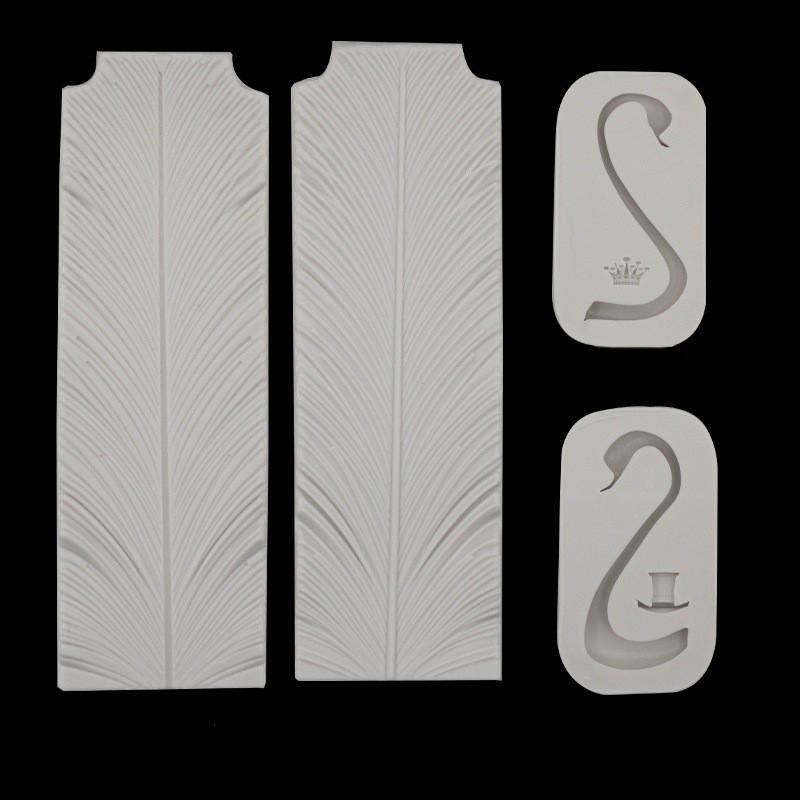 2 SZT./ZESTAW DIY Łabędzia Szyja Pióro Silikonowe Formy Pieczenie Litery Narzędzia do Dekoracji Ciasta Fondant Forma do Puddingu Forma do Czekolady