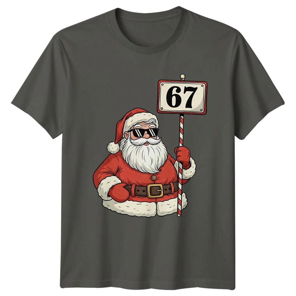 Cool Santa With Six Seven 67 Sign 67th Birthday Unisexs Unisexs Graphic Tee Gift S