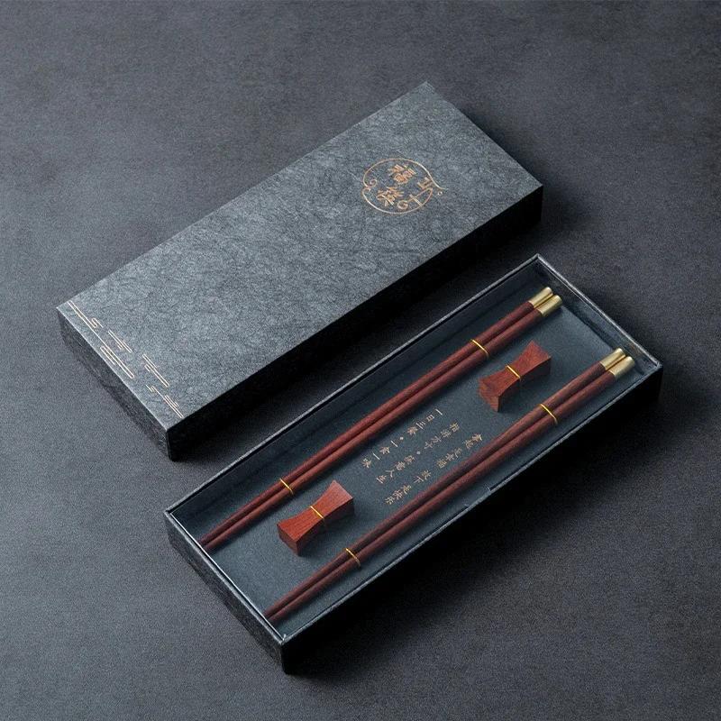 Boîte Cadeau de Baguettes en Bois de Santal Rouge Naturel de Haute Qualité Emballage Vaisselle et Couverts de Maison Ensemble de Baguettes Chinoises