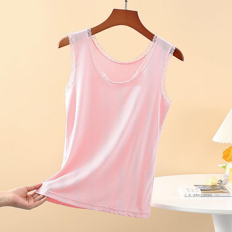 Women's Vest with Lace and Lace Camisole, Modal Thread Oversized Slim Fit and Fashionable Sleeveless Base Shirt