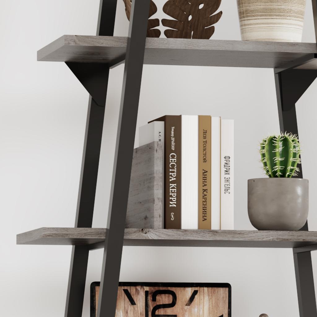 Bookshelf 5 Tier Industrial Wood, Tall Open Rustic Etagere Bookcase Ladder,Standing Display Shelves for Home Living Room Bedroom