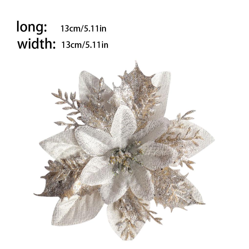 Flori artificiale de Crăciun cu sclipici Ornament de pom de Crăciun strălucitor Decor de petrecere Recuzită Sufragerie de acasă