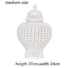 European White Hollow Ceramic Vase with Plum Blossom Carving Decorative Jar Tabletop Dried Flower Vase Indoor Craft Decoration