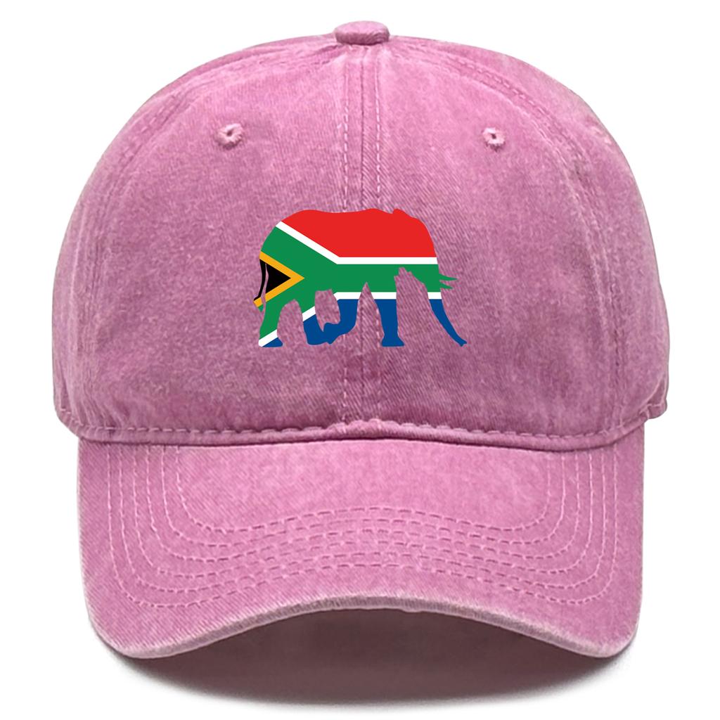 African Elephant Flags Print Adjustable Caps Rhinoceros Flags Washed Cotton Trucker Hat Inelastic Cotton Snapback Sun Hat