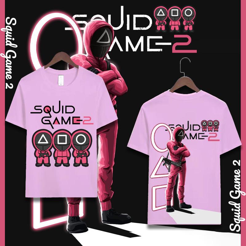 New Unisex printed game Tshirt Cool Squid Game Season 2 Unisex Pure Cotton Printed Round Neck Short Sleeves 15 S