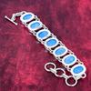Pulsera de sedimentos marinos azules, joyería de piedras preciosas, pulsera de cadena ajustable de plata de ley maciza 925, regalo para mujer, collar hecho a mano
