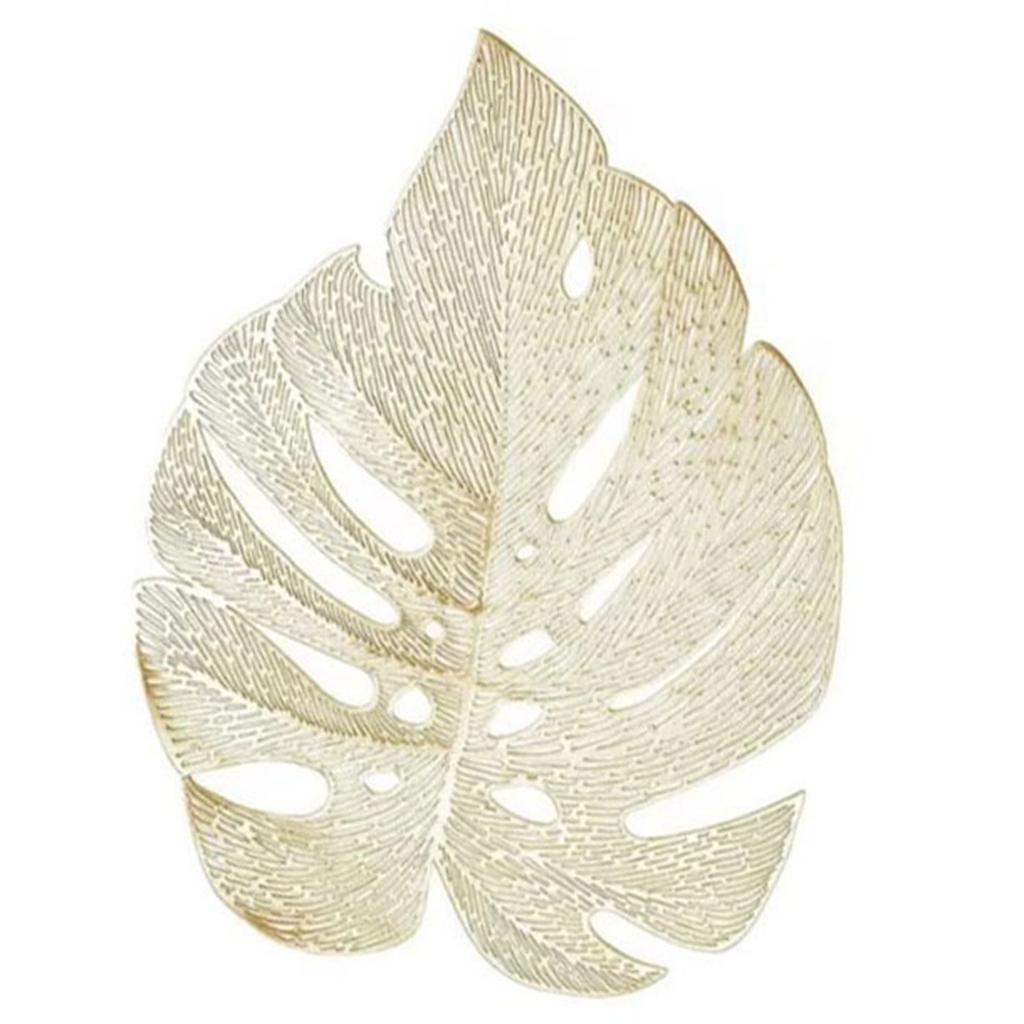 6Pcs Insulation Placemat Hollow Out Simulation Leaf Shape Heat Resistant PVC Table Mat for Kitchen