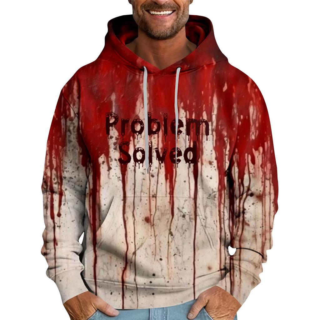 Halloween Blutbefleckter Druck Herren Lockerer Kapuzenpullover