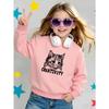 Girls' Round Neck Sweatshirt, Girls' Casual Printed Round Neck Pullover, Cute Cat Creativity Art Design
