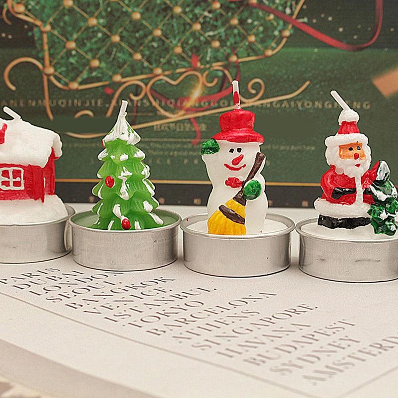 4 szt. Świąteczne Świece Święty Mikołaj Bałwany Puszki Świeca Dekoracje Świąteczne do Domu Mini Świeczki Navidad Prezenty Noworoczne