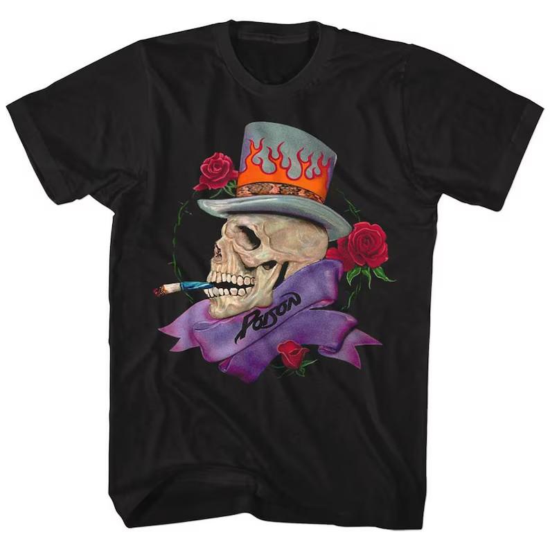 Poison Skull Smokin Black Adult T-Shirt S разноцветный