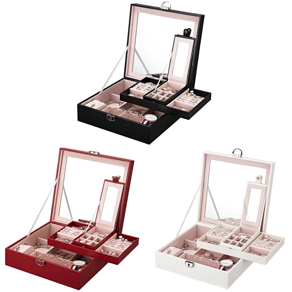 Elegant Style Leather Jewelry Box With Large Capacity For Home Organization And Gift Giving