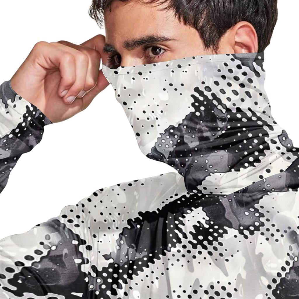 Men's Casual Hooded Long Sleeve Sun Protection Shirt Lightweight Breathable Fabric Quick Dry Outdoor Top with Camouflage Print