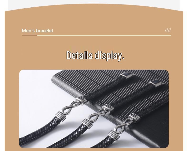 European-American Punk Men's Handmade Leather Bracelet: Creative Woven Design