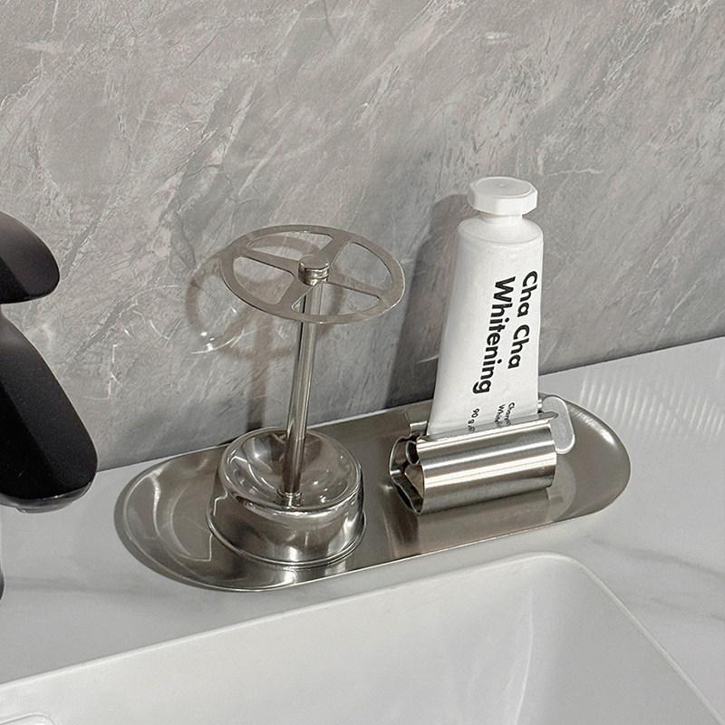 3Pcs Stainless Steel Toothbrush And Toothpaste Holder Tray Home Storage Organizer Bathroom Accessories Lazy Tube Squeezer