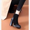 Women's High-Heel Platform Stretch Boots: Autumn/Winter Fashion, Ankle-Length, Thick Sole, Spliced Design.