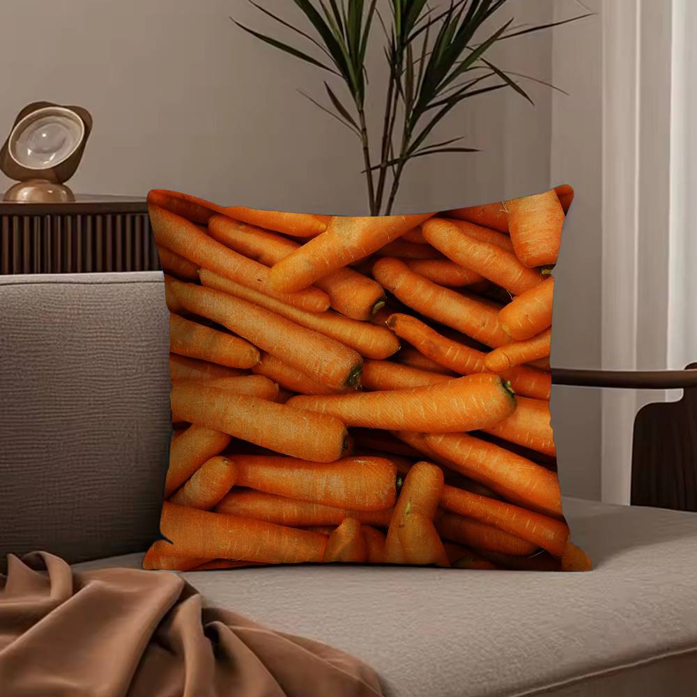 Fresh Food Anime Health Pillow Case Anti-dustmite Pillowcase Invisible zipper silky short plush Sofa cushion cover