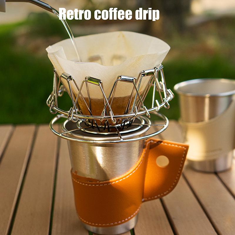 Collapsible Outdoor Pour Over Coffee Dripper,Portable Stainless Steel Reusable Coffee Dripper For Hiking