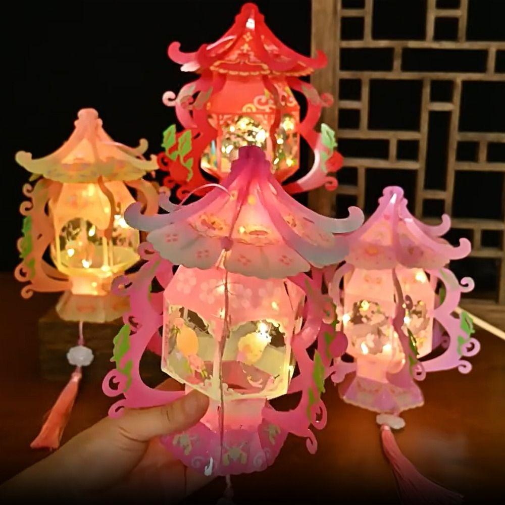 PVC Chinese Portable Lantern Blessing LED Lantern Toys Handheld Lantern  Kindergarten