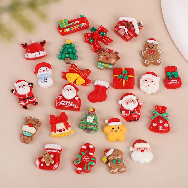 10/20PCS Resin Christmas Fridge Magnets Cartoon Santa Claus Snowman Xmas Tree Magnet Christmas Decoration For Home New Year Gift