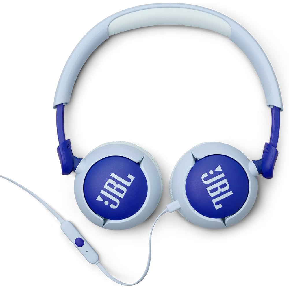 JBL Junior 320 / Kids' On-Ear Headphones / Volume Control Function / Built-in Microphone / Customizable Stickers Included / Blue / JBLJR320BLU