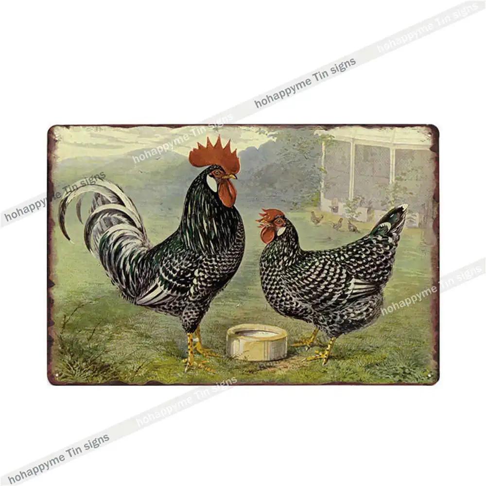 Welcome To The Funny Farm Metal Plate Tin Sign Rooster Decorative Chicken Coop Farmhouse Wall Art Iron Poster Home Decor 20x30cm