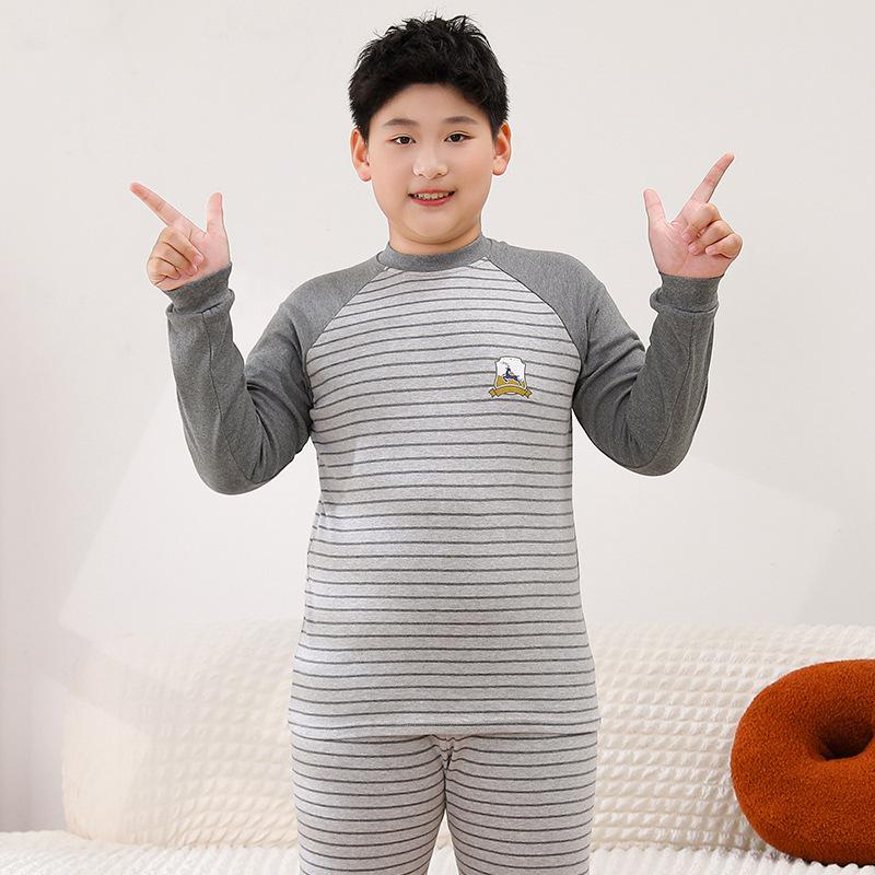 Kids' Pure Cotton Pajama Set: Warm Long-Sleeve Tops & Pants for Boys & Girls - Autumn & Winter