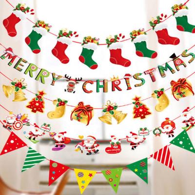 Christmas Party Decor Hanging Snowman Santa Claus Elk Sock Banner