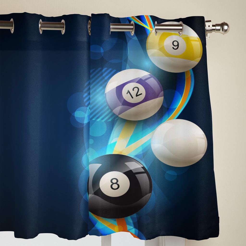 Modern Window Curtains for Living Room Color Billiards Round Sports Curtains for Child Bedroom Kitchen Decor Blinds Drapes