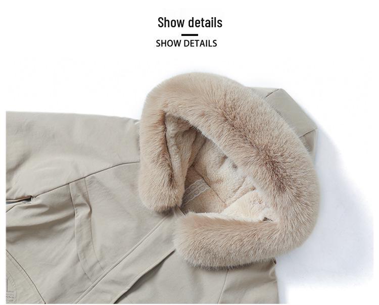 2025 Winter Women's Plus Velvet Fur Collar Parka - Warm Cotton Casual Jacket for Mothers