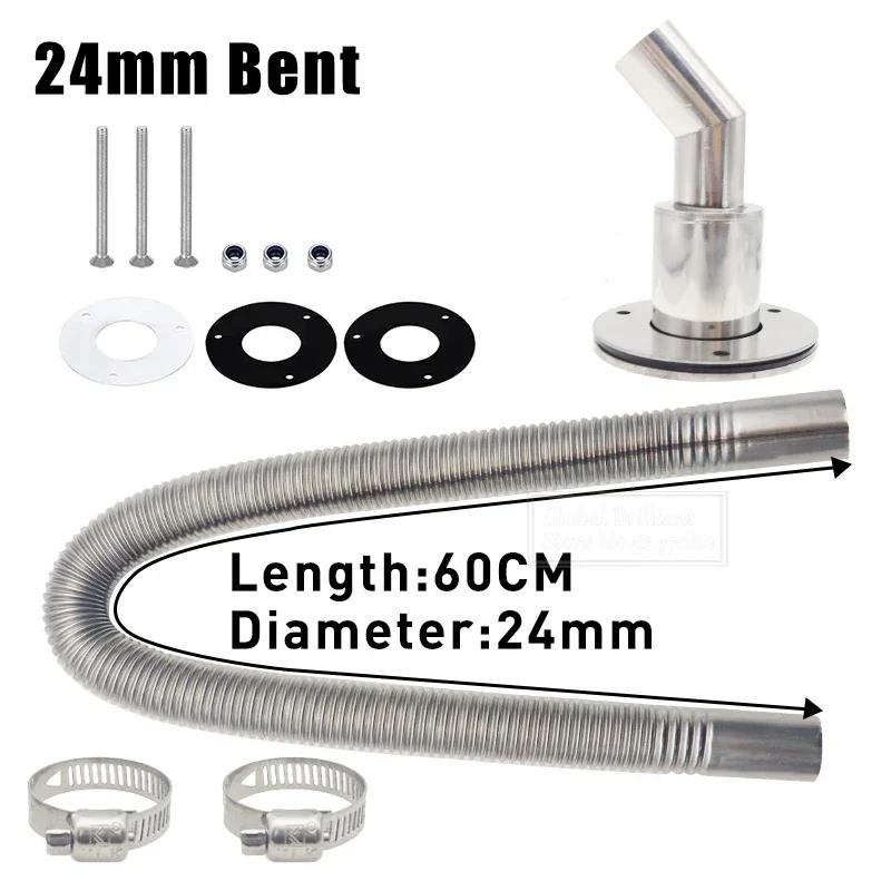 60cm Auto Luft Standheizung Auspuffrohr+ 22mm/24mm Edelstahl Borddurchlass Auspuffanschluss Halterung Für Webasto Eberspache