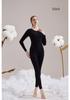 Women's Autumn Lambswool & Fleece Thermal Set: 460g Brushed Velvet Top & Bottoms for Cold Weather