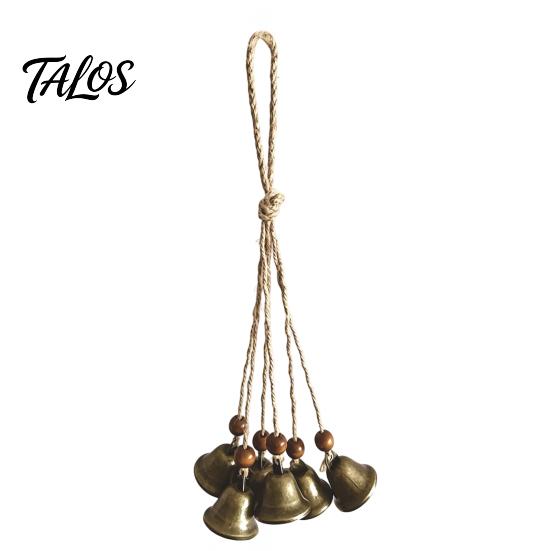 Exotic Style Home Decor Bohemian Metal Bell Pendant with Wooden Beads & Jute Rope, Retro Colorful Beaded Door Hanger Hanging Wind Chime for Window And