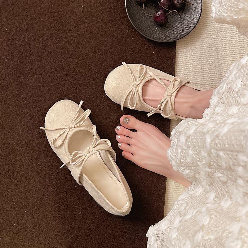 Women's shoes with skirts, soft-soled single shoes, women's 2025 spring and summer new evening wind flats, French bow Mary Jane shoes