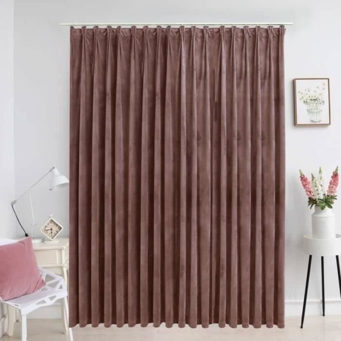 Rideau occultant - vidaXL - Velours Rose antique - 290x245 cm - Lavable - Crochets métalliques