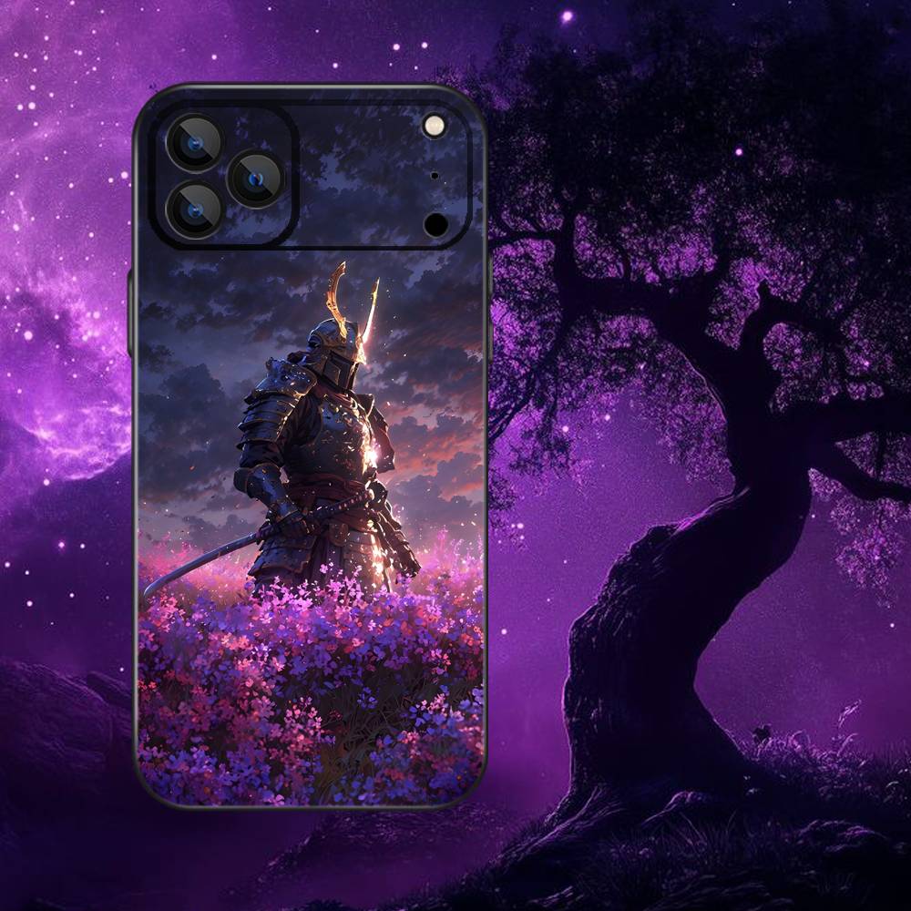 Japan Samurai Phone Case For iPhone 17,16,15,14,13,12,11,Pro,Max,Plus,E,SE4,Air,Mini Black Soft Funda