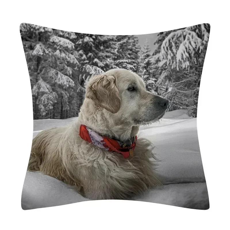 Fronhas de Natal Estampa Fofa de Animal Gato e Cachorro Capa de Almofada Decoração de Casa Sala de Estar Almofada de Sofá
