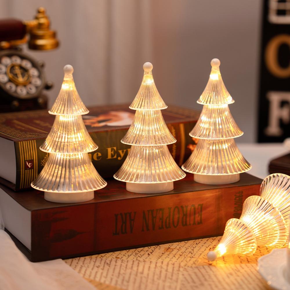 2/1pcs Christmas Decoration Ornaments Mini Luminous Crystal Christmas Tree High-end Desktop Ornaments Christmas Gift Lights