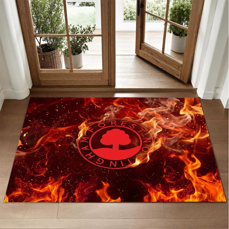 Nottingham Forest Football Design Crystal Velvet Rug Soft Decorative Mat for Bedroom Entrance