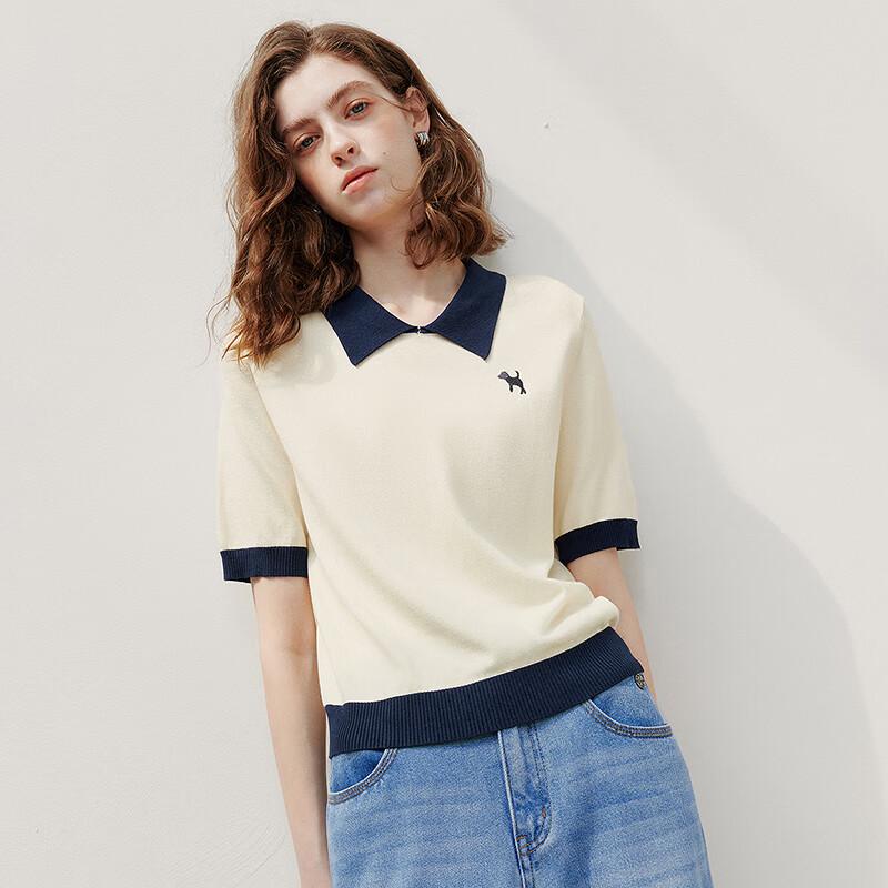 Chuyu Women's Color Block Polo Knit Shirt