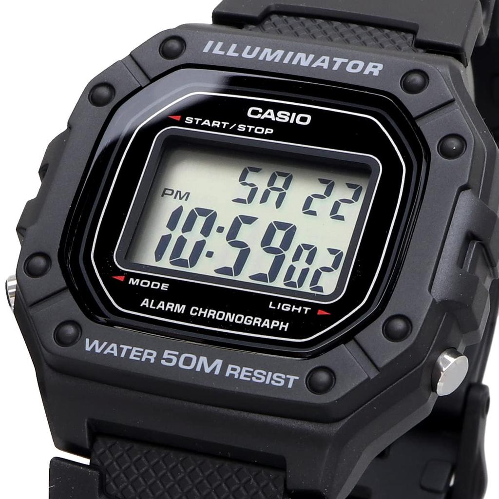 Casio Standard Digital Wristwatch for Men and Overseas Model W-218H-1AV Women, Black, [Used]