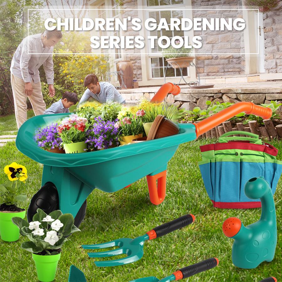 Carretilla para Niños Herramientas de Jardinería Juguetes Deportivos al Aire Libre Set de Juego para el Patio Trasero para Niños con Pala Rastrillo Juegos de Cavar y Quitar Malas Hierbas en el Patio