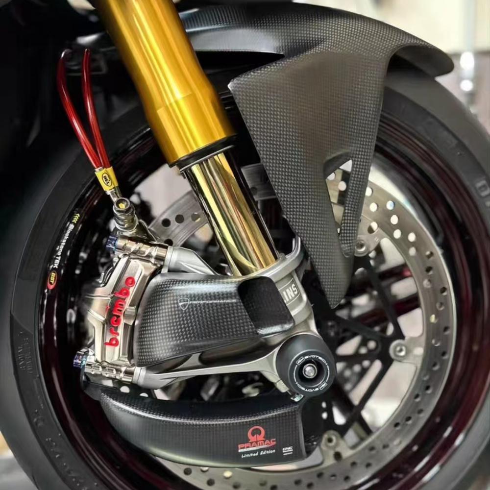 Carbon Fiber Motorcycle Front Brake Air Duct Caliper Radiator Cover For DUCATI PANIGALE V4 V2 V4S Streetfighter V4 V4S 2018-2023