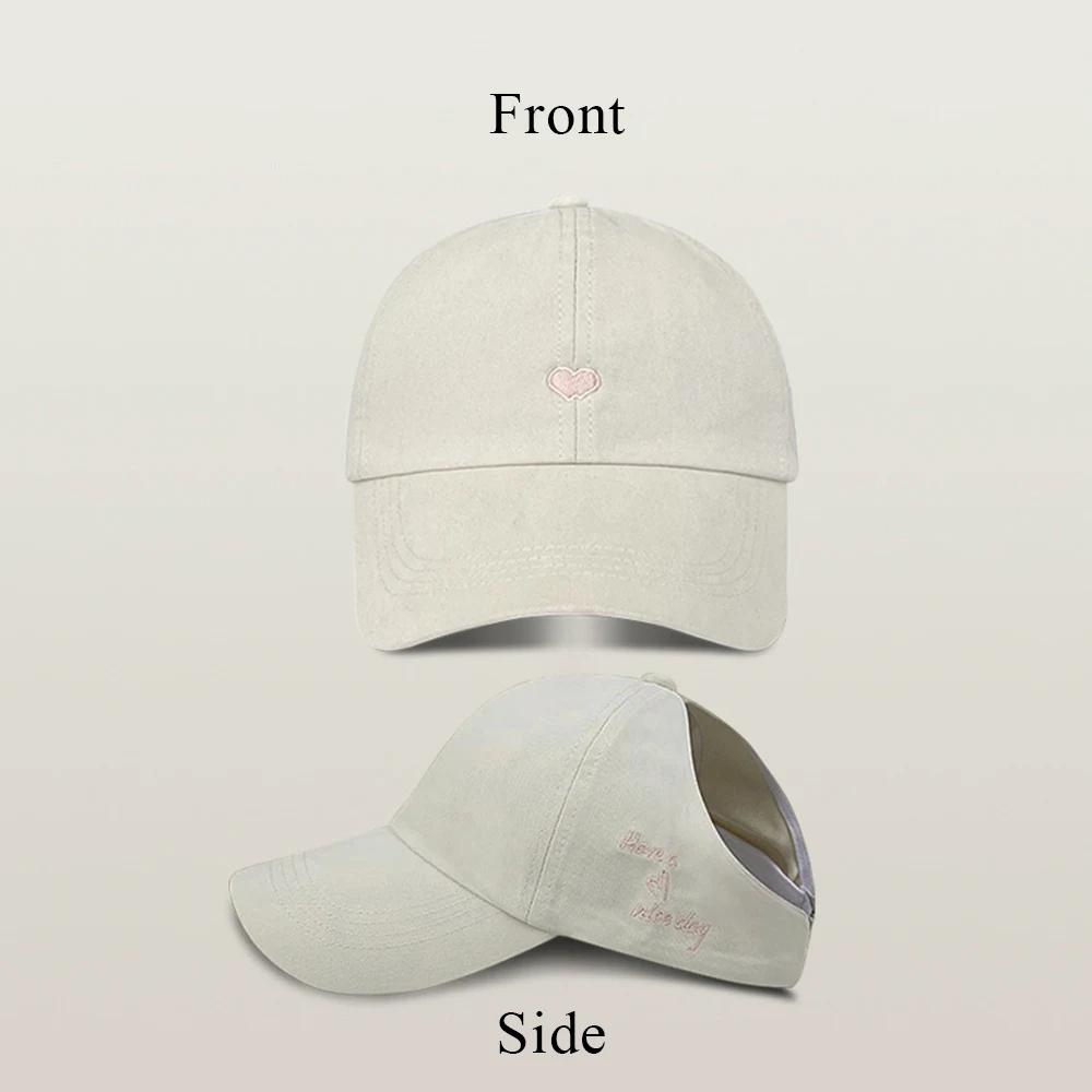 

Summer Women s Ponytail Baseball Caps Cross Messy Bun Snapback Hat Embroidery Love Heart Sun Hat Beach Outdoor Cap Hats