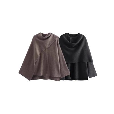 New Asymmetrical Scarf Short Cape Style Knitted Coat Jacket